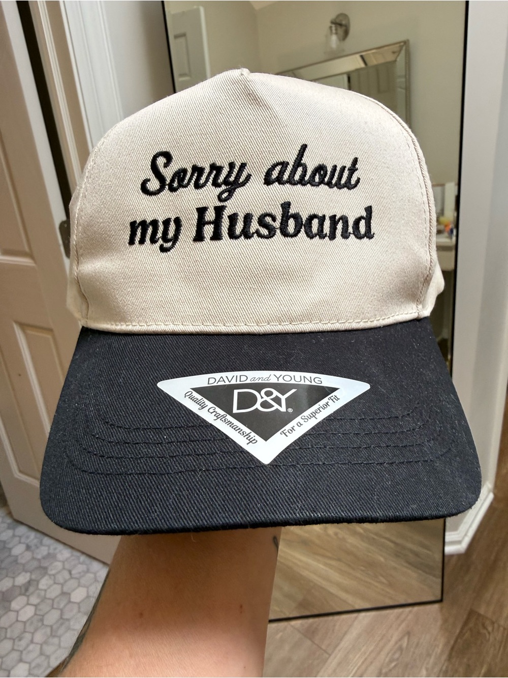 David and Young Beige and Black Two-Tone Cap